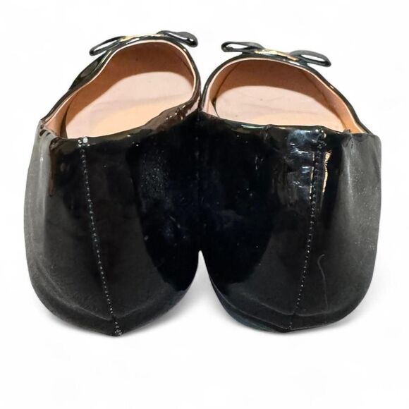 Black Faux Patent Ballet Flats Bow Round Toe Slip-On Women’s Size 11 - Picture 5 of 8